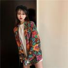 Plain Loose-fit Short-sleeve T-shirt / Floral Short-sleeve Shirt
