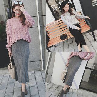 Plain Fringed Sweater