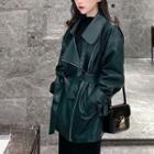 Faux Leather Jacket Green - One Size
