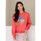 Printed Embellish-detail Sweatshirt Peach - One Size