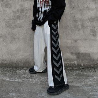 Printed Panel Straight-cut Pants