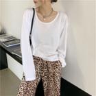 Long-sleeve Chain Cutout-back T-shirt
