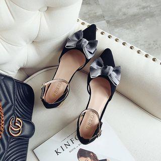 Block-heel Bow Ankle Strap Pumps