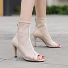 Peep-toe Mesh Stiletto Heel Sandals