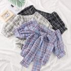 Reflective Short-sleeved Plaid Shirt