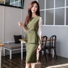 Sleeveless Waist-tied Vest + Skirt