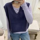 Knit Vest Purple - One Size
