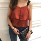 Contrast Strap Layered Top