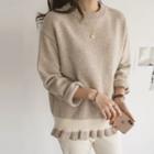 Ruffle-hem Contrast-trim Sweater