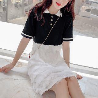 Mock Two Piece Short-sleeve Polo Dress