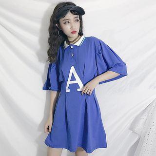 Print Short-sleeve A-line Polo Dress