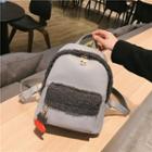 Faux Leather Fleece Panel Mini Backpack