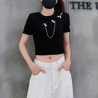 Short Sleeve Cutout Butterfly Crop T-shirt