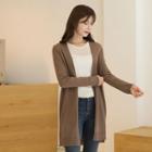 Open-front Button-back Cardigan Charcoal Gray - One Size