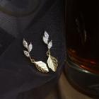 Rhinestone Leaf Dangle Earring 1 Pair - As Shown In Figure - One Size