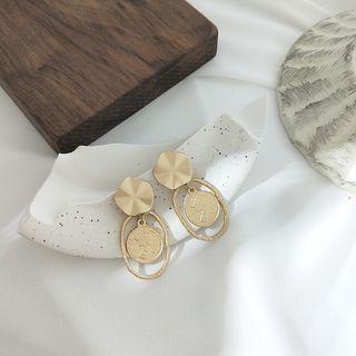 Metal Disc Coin Drop Earring