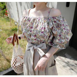 Off-shoulder Cotton Floral Blouse