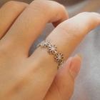 Floral Open Ring Flower Ring - Silver - One Size