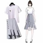 Set: Short Sleeve Printed Tee + Skirt
