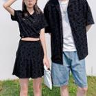 Couple Matching Short-sleeve Shirt / Mini Skirt / Denim Shorts / Set