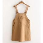 Lettering Corduroy Pinafore Dress