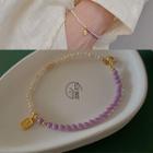 Chinese Characters Pendant Pearl Bracelet