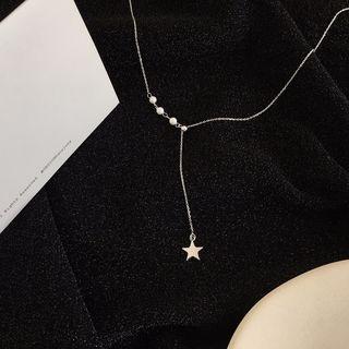 Faux Pearl & Star Pendant Y Necklace
