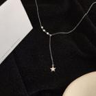 Faux Pearl & Star Pendant Y Necklace