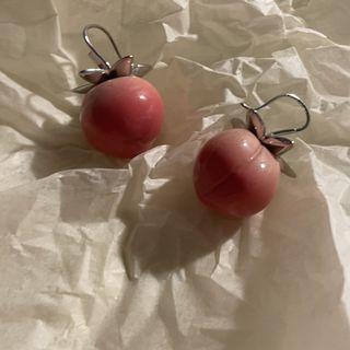Peach Alloy Dangle Earring 1 Pair - Pink & Silver - One Size