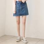 Inset Denim Short Mini Skirt