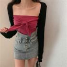 Cold Shoulder Long-sleeve T-shirt / Strapless Top