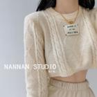 Badge-accent Loose-fit Cropped Sweater