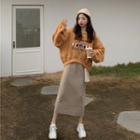 Set: Graphic Print Sweatshirt + Midi A-line Skirt