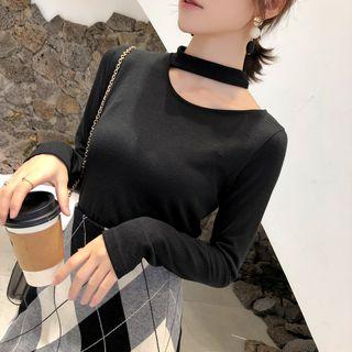 Cutout Knit Top Light Khaki - One Size