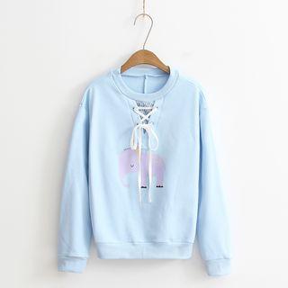 Lace-up Elephant Print Pullover