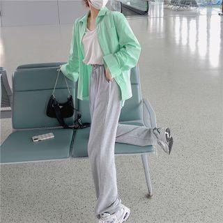 Plain Shirt / T-shirt / Wide-leg Pants
