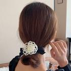 Flower Faux Pearl Ribbon Hair Tie Hair Tie - Flower - One Size