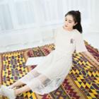 Set: Embroidered Short-sleeve T-shirt + Mesh Strap Dress