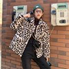 Leopard Print Fluffy Jacket Leopard - One Size