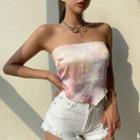 Tie-dyed Strapless Cropped Top