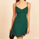Tie-shoulder Mesh Ruffled Edge Dress
