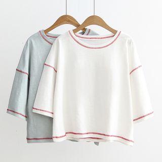 3/4-sleeve Stitched Top