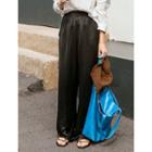Band-waist Wide Leg Satin Pants