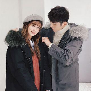 Couple Matching Faux-fur Hooded Padded Coat