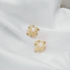 Faux Pearl Alloy Square Dangle Earring 1 Pair - E2793 - As Shown In Figure - One Size