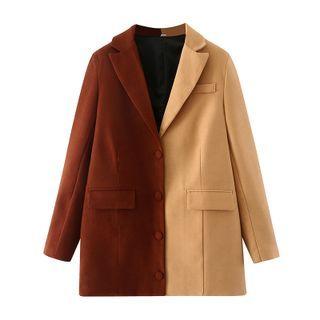 Notch Lapel Single-breasted Two-tone Coat