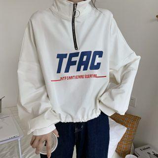 Lettering Print Half-zip Sweatshirt