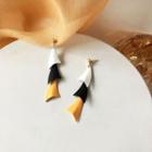 Triangular Drop Ear Stud 1 Pair - White & Black & Yellow - One Size