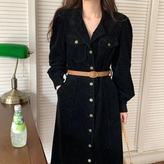 Corduroy Lapel Single-breasted Dress