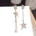 Asymmetric Faux Pearl Drop Earring 1 Pair - Silver Pin - Gold - One Size